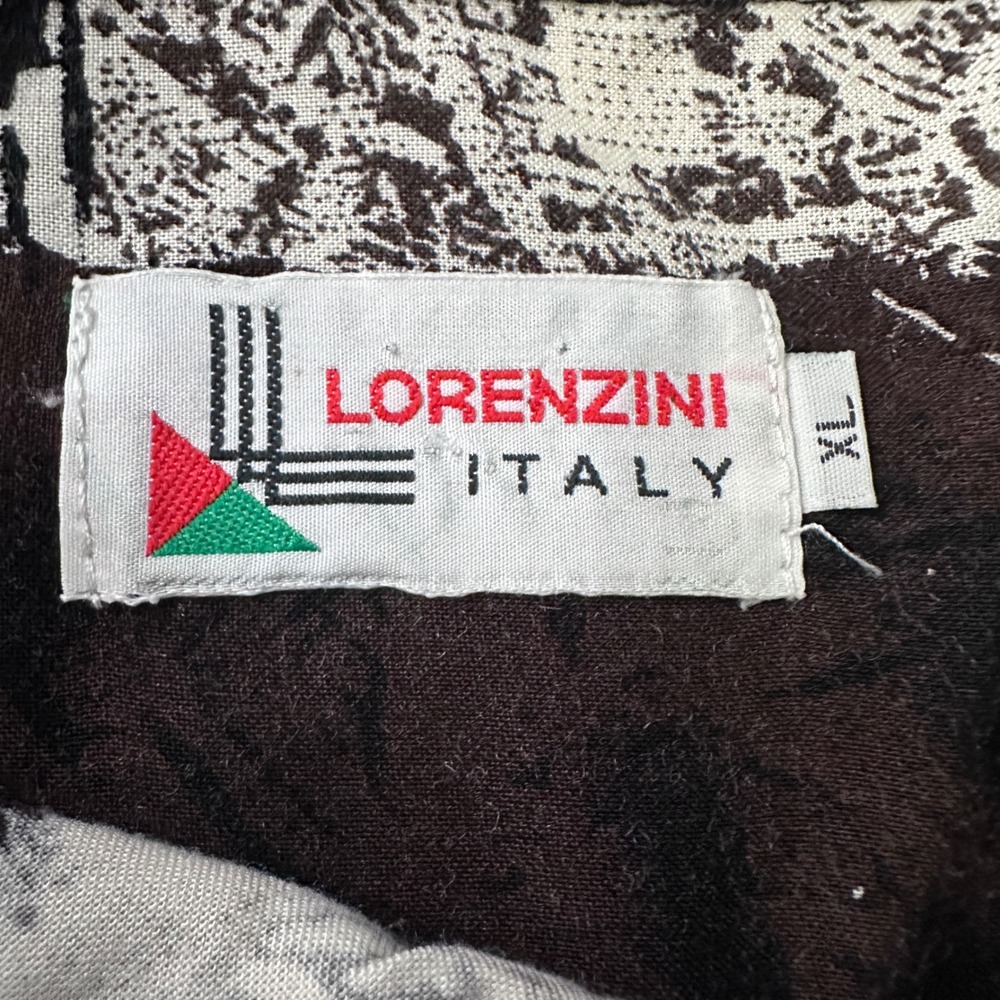 Vintage Lorenzini Button Down Shirt Men XL Brown Gray Abstract Patchwork Viscose - Picture 7 of 11
